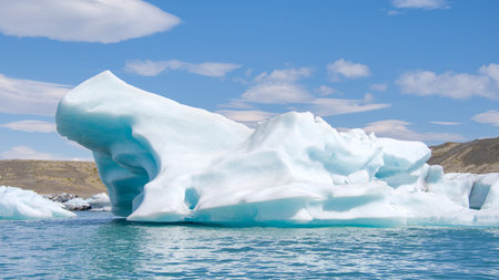 Ice formations and icebergs in Glacier Lagoon, Iceland, Europe
