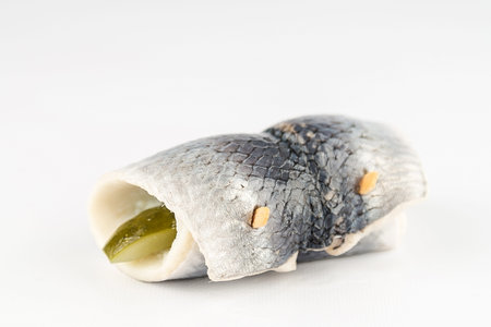 Rollmops isolated on white