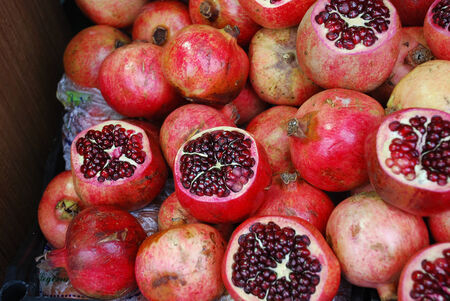 Box of pomegranatesの写真素材