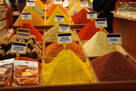 Spices for sale at the Spice Bazaar in Istanbul, Turkeyの写真素材