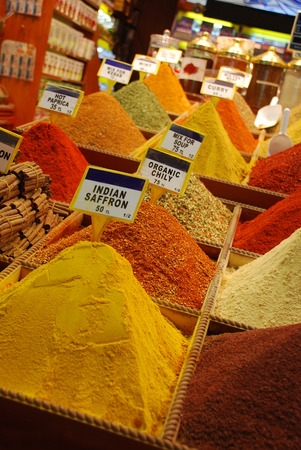Spices for sale at the Spice Bazaar in Istanbul, Turkeyの写真素材