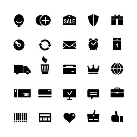 25 different icons for an internet shop in black colorのイラスト素材