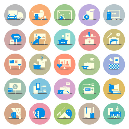 25 icons of different products and servicesのイラスト素材