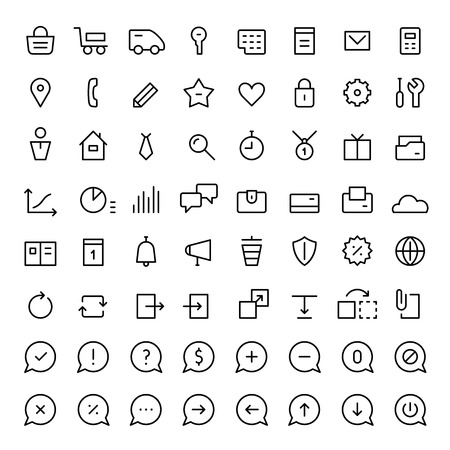64 mini icons for web services and online shopsのイラスト素材