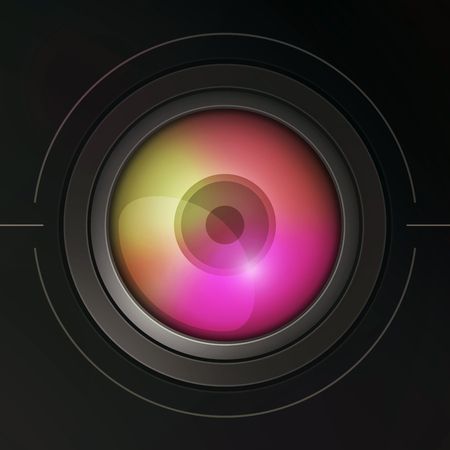Illustration of stylized camera lens with dispersion. Color 3.の写真素材