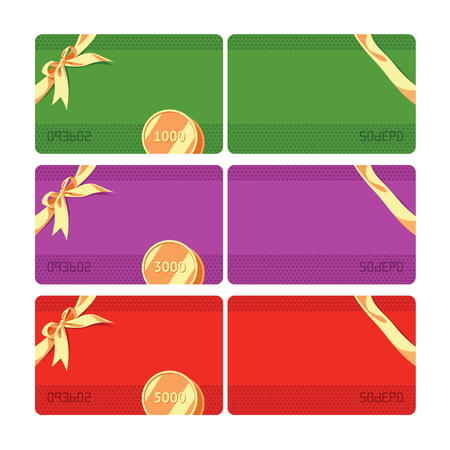Gift card. 1000, 3000 and 5000 points. Color 1.のイラスト素材