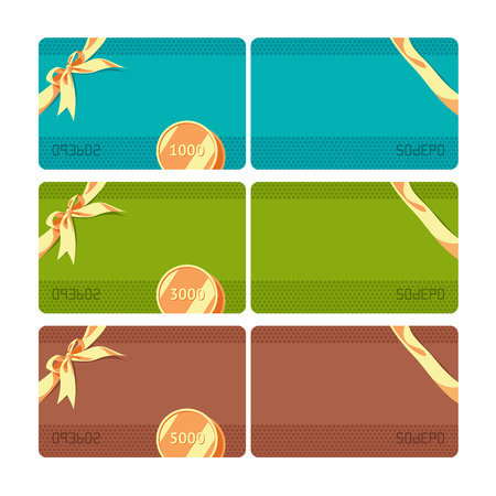 Gift card. 1000, 3000 and 5000 points. Color 2.のイラスト素材