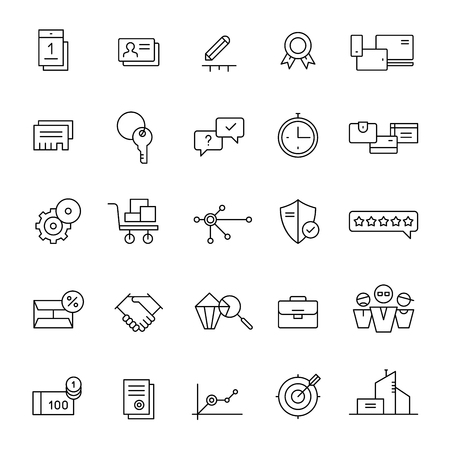 25 icons for landing pages and online shops in linear styleのイラスト素材