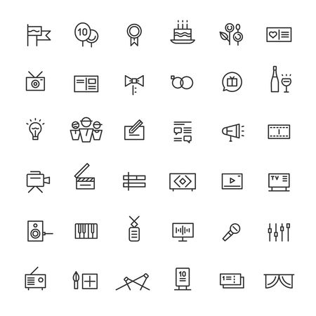 36 icons of celebrations, shows and mediaのイラスト素材