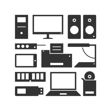 Computers, devices and office equipment. Pattern illustration.のイラスト素材