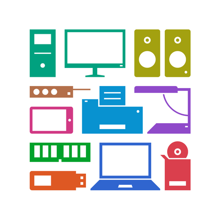 Computers, devices and office equipment. Pattern illustration.のイラスト素材