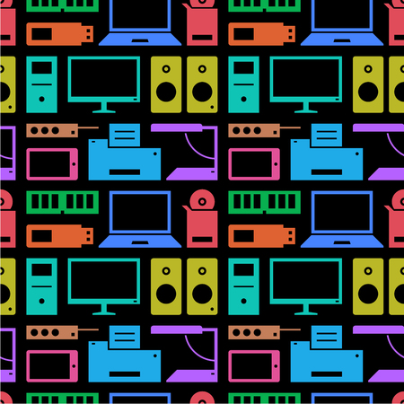 Computers, devices and office equipment. Pattern illustration.のイラスト素材