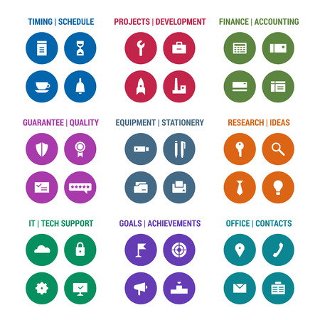 Icons set of corporative area. Color 3.のイラスト素材