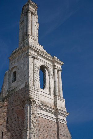 Left tower of the abbey of Mont-Saint-Eloiのeditorial素材