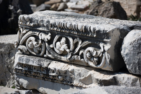 Fallen ornament near the palestra in Pergeの写真素材