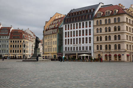 Neumarkt in Dresden with statue of Lutherの写真素材
