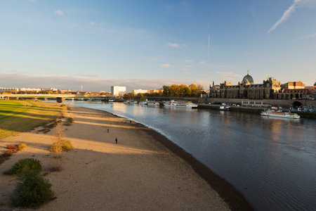 The Elbe with the Bruhl's Terraceのeditorial素材