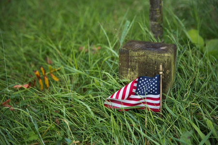 Close up of a name tag or an American veteran in the Wood of Peace