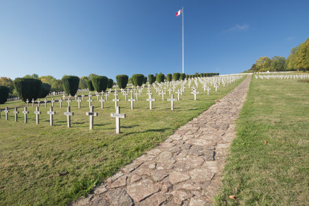 Editorial. CERNAY, ALSACE, FRANCE - OCTOBER 1, 2015: The Vieil Armand site in the Alsace still attracts many visitors to remember the first World War.のeditorial素材