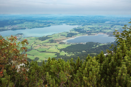 View of the lakes Ostallgau, seen from the Tegelberg