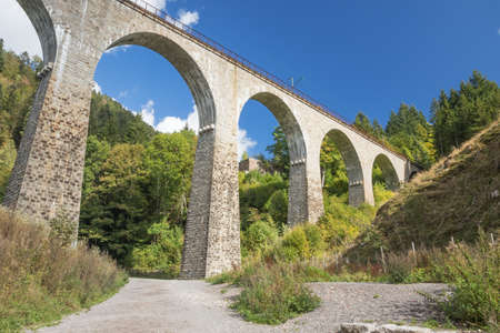 Railway bridge over the Ravenna Gorge at Hollsteig in the Black Forestの写真素材