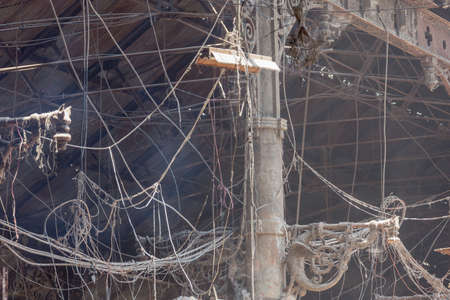 Detail of a renovation site in a covered market in Mumbaiの写真素材