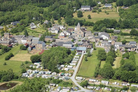Editorial: POUPEHAN, BELGIUM, June 18, 2017 - Poupehan and its holiday village. In the high season the number of tourists can surpass the number of habitants.のeditorial素材