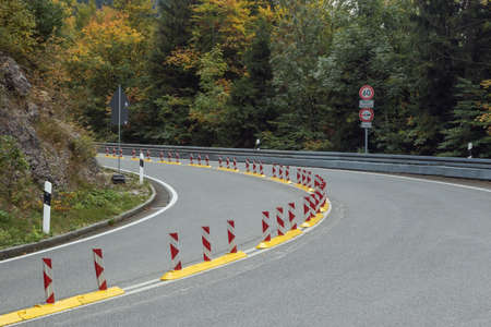 Law enforcement on the Kesselbergstrasse with strict speed limits and overtaking prohibitionの写真素材