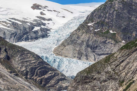 Close view of the Nigardsbreen seen from the car parkの写真素材
