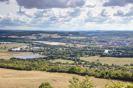 Marshland of the Moselle near Pont-a-Mousson seen from the Mousson Castleのeditorial素材