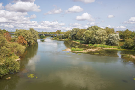 View of the Moselle in Toul with the railroad bridge in he background