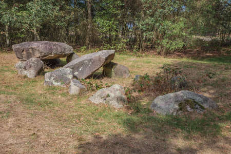 Left hand side view of Dolmen D35 in the vicinity of Valtheの写真素材