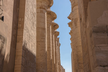 Columns in the hypostyle hall in the Temple Complex of Karnak