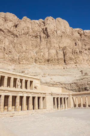 The Temple of Hatshepsut with the surrounding mountains in the vicinity of Luxorの写真素材