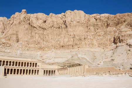 The Temple of Hatshepsut with the mountains just behind in the vicinity of Luxorの写真素材