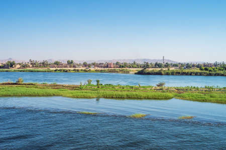 Looking over Armant Island, in the vicinity of Luxorの写真素材