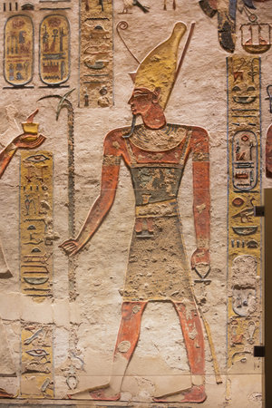 Painting of the divine pharaoh standing in the tomb of Ramesses III