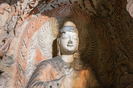 Buddha statue in cave 6 of the Yungang Grottoes near Datong