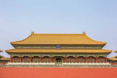 Southern entrance gate of the Forbidden City coming from Tiananmen Squareのeditorial素材