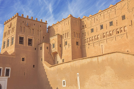 View of the upper part of the Taourirt Kasbah in Ouarzazate seen from the courtyard