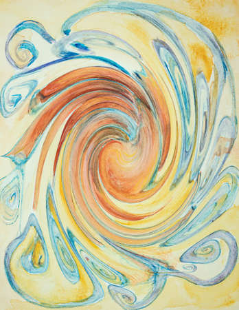 Centrifugal force of the lotus flower. The dabbing technique near the edges gives a soft focus effect due to the altered surface roughness of the paper.の写真素材