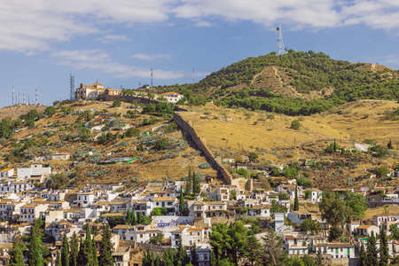 Looking at the San Miguel hill, seen from the Partal Palaceの写真素材
