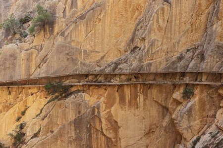 Breathtaking view of the King's pathway hanging over the abyss of the Guadalhorce gorgeの写真素材
