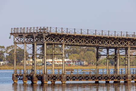 End section of the Rio Tinto Pier in the harbor of Huelvaの写真素材