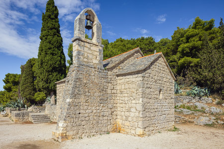 The St Nicholas Church on the Marjan Hill. The church is devoted to St. Nicholas, patron saint of fishermenの写真素材