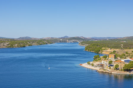 Editorial: SIBENIK, DALMATIA, CROATIA, SEPTEMBER 23, 2022 - North of Sibenik, seen from St. John's Fortressのeditorial素材