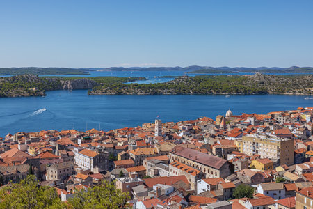 Sibenik and the access to the sea seen from the Barone Fortressのeditorial素材