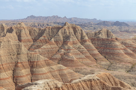 Colorful pinnacles at Panorama Point in the Badlands National Parkの写真素材