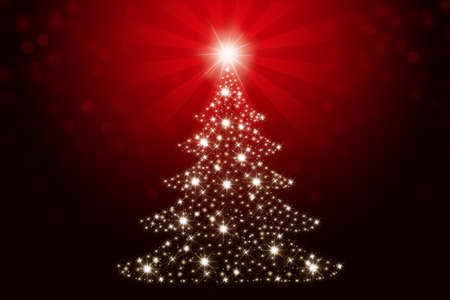 Christmas tree with shining starの写真素材
