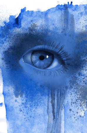 Woman eye.watercolor illustrationの写真素材